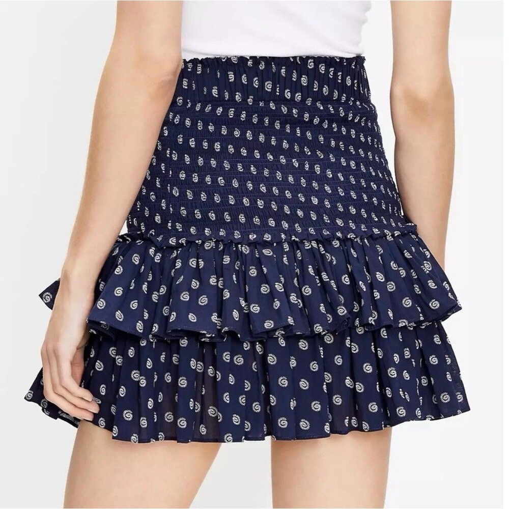 Loft Shell Smocked Ruffle Mini Skirt Women's Size M - Picture 2 of 8
